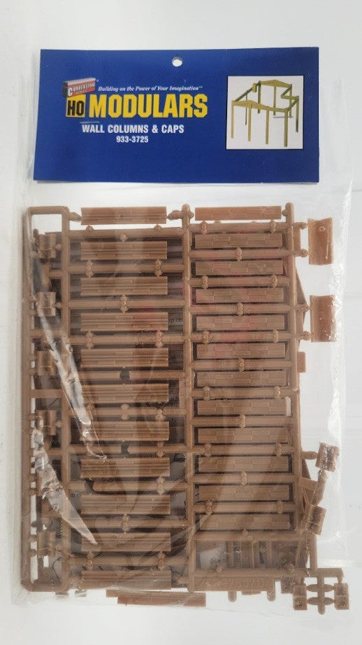 Walthers 933-3725 HO Scale Modular Wall Columns & Caps Plastic Kit