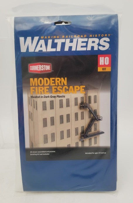 Walthers 933-3736 HO Scale Modern Fire Escape & Details Dark Gray Plastic Kit