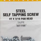 Walthers 947-1189 #2 3/16" Self-Tapping Steel Sheet Metal Screws (Pack of 24)