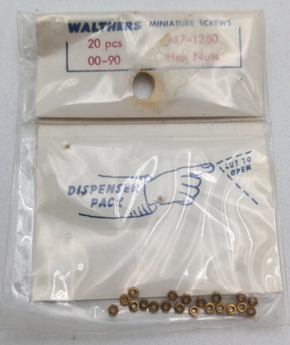 Walthers 947-1250 00-90 Brass Hex Nuts (Pack of 20)