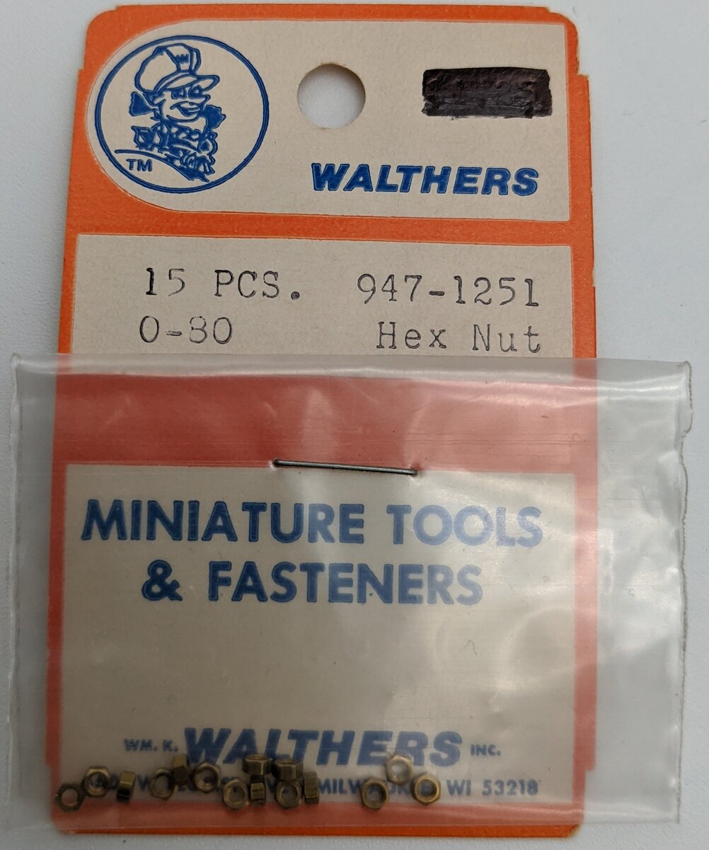 Walthers 947-1251 0-80 Brass Hex Nuts (Pack of 20)