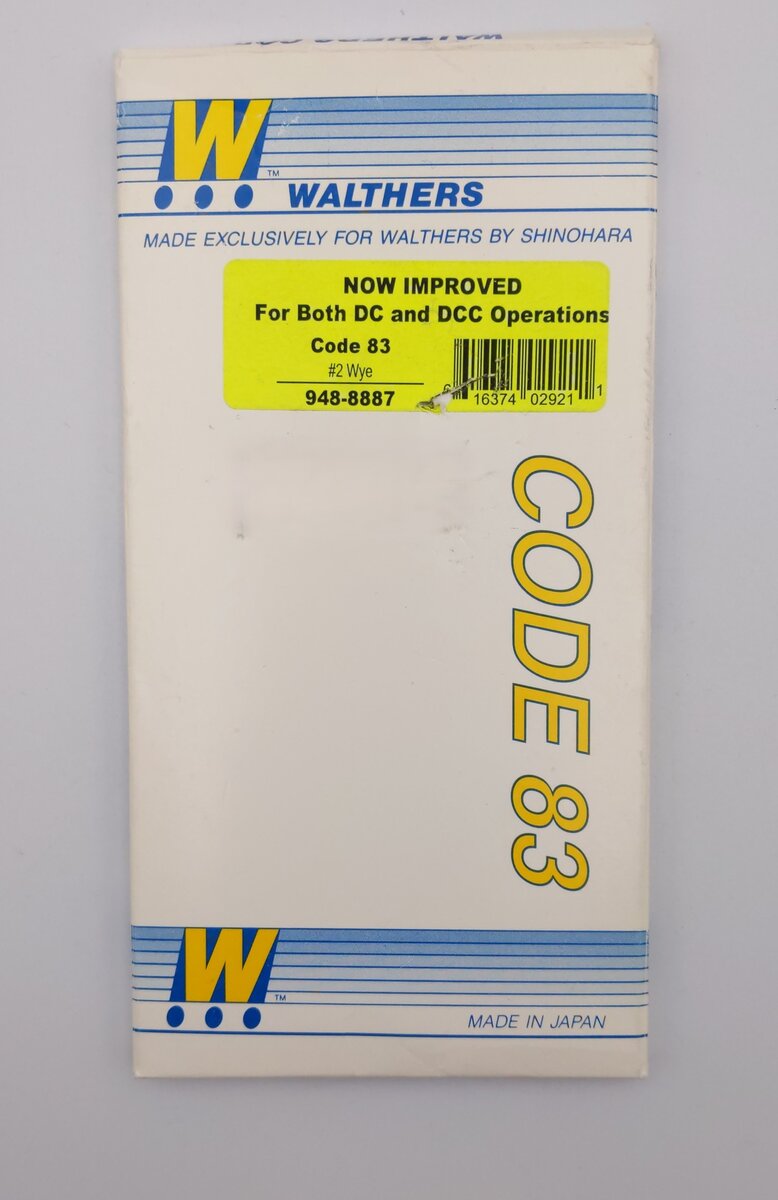 Walthers 948-8887 HO Code 83 Nickel Silver #2 Wye Switch Turnout