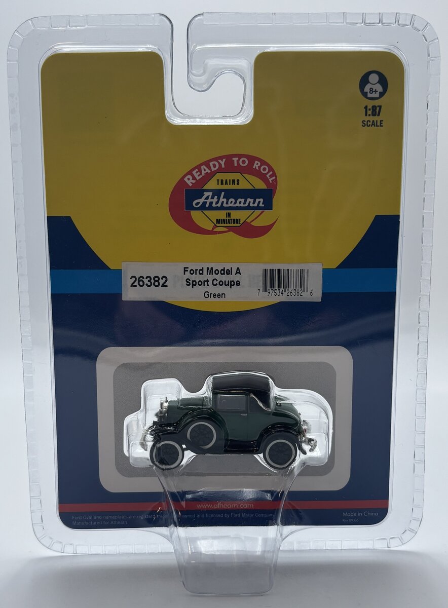 Athearn 26382 1:87 HO Ready To Roll Dark Green & Black Ford Model A Sport Coupe
