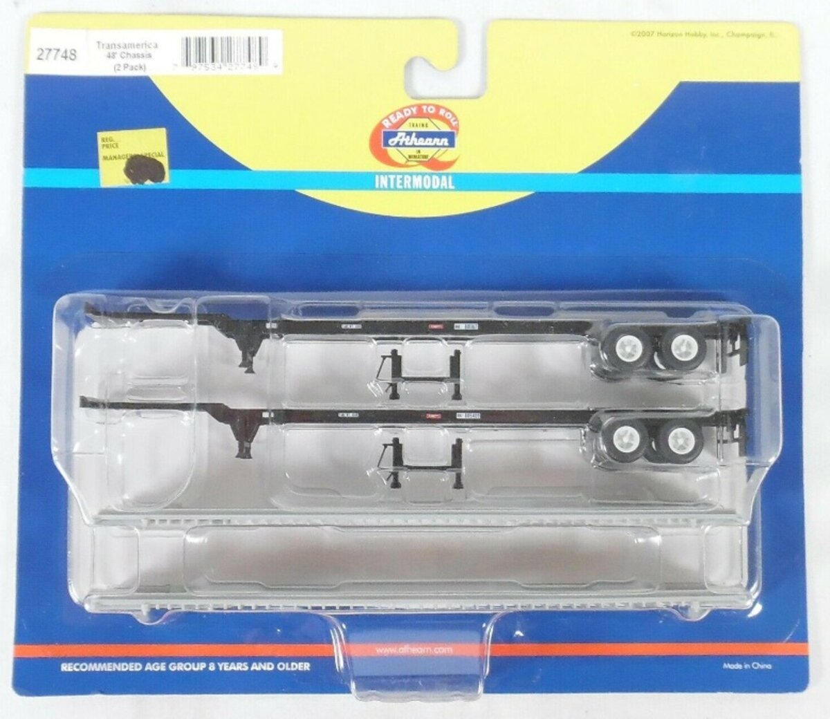 Athearn 27748 HO Transamerica/Burlington Northern 48''Container Chassis(Pack 2)