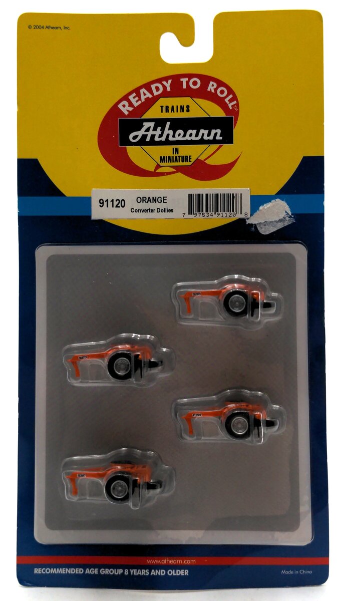 Athearn 91120 HO Orange Trailer Converter Dollie (Set of 4)