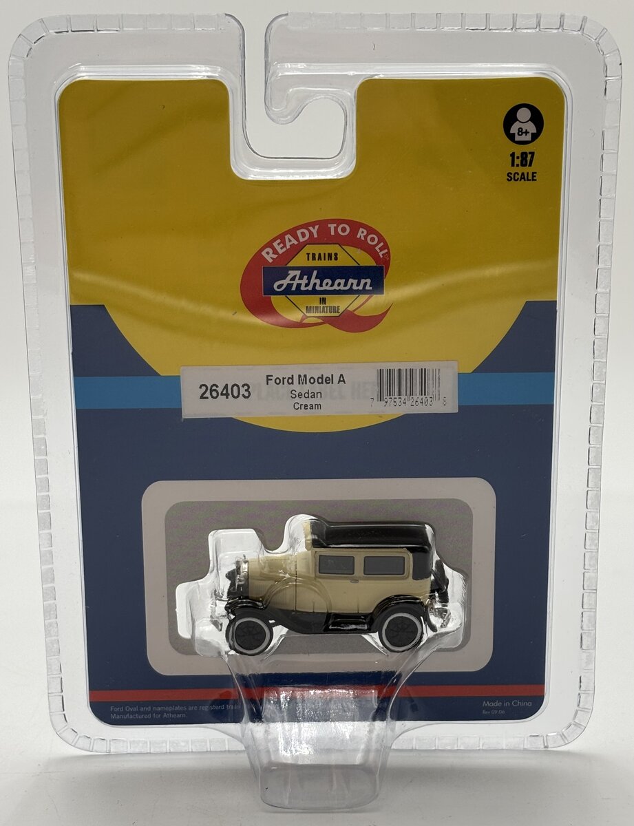 Athearn 26403 HO Cream Ford Model A Sedan Ready To Roll
