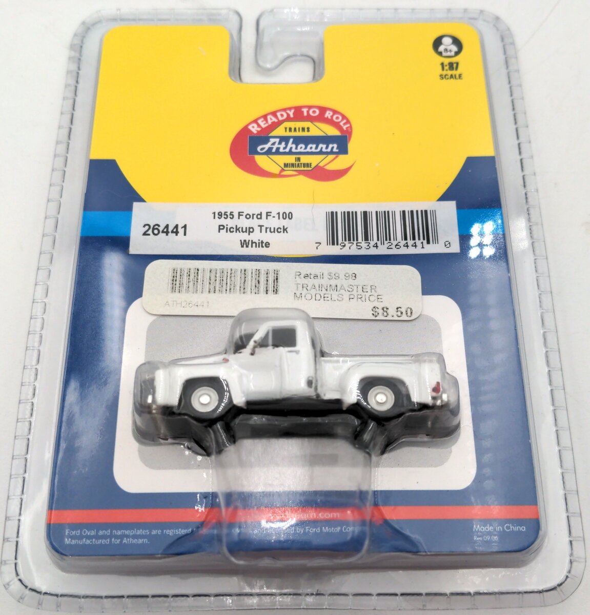 Athearn 26441 HO 1955 Ford F-100 White Ready to Roll Pickup