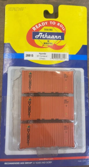 Athearn 28815 Hyundai 20' Containers (Set of 3)