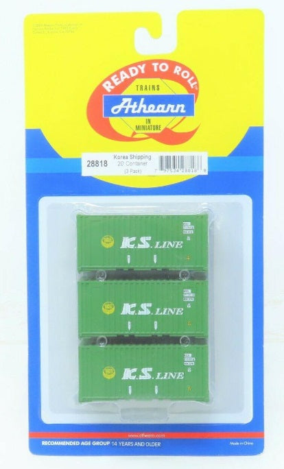 Athearn 28818 Korea Shipping 20' Containers (Set of 3)