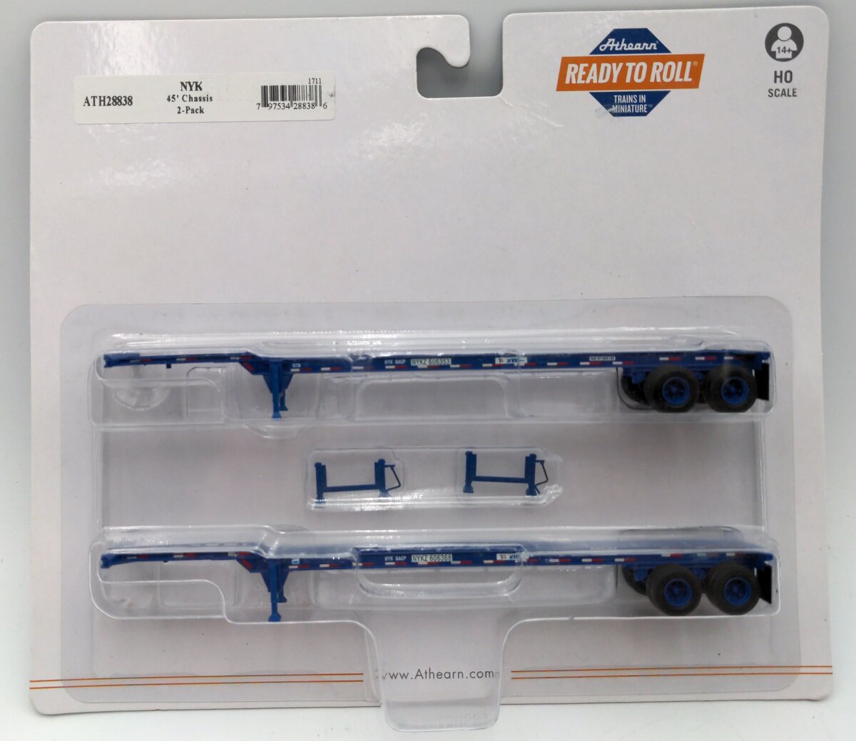 Athearn 28838 HO NYK 45' Container Chassis Ready-To-Run (Set of 2)