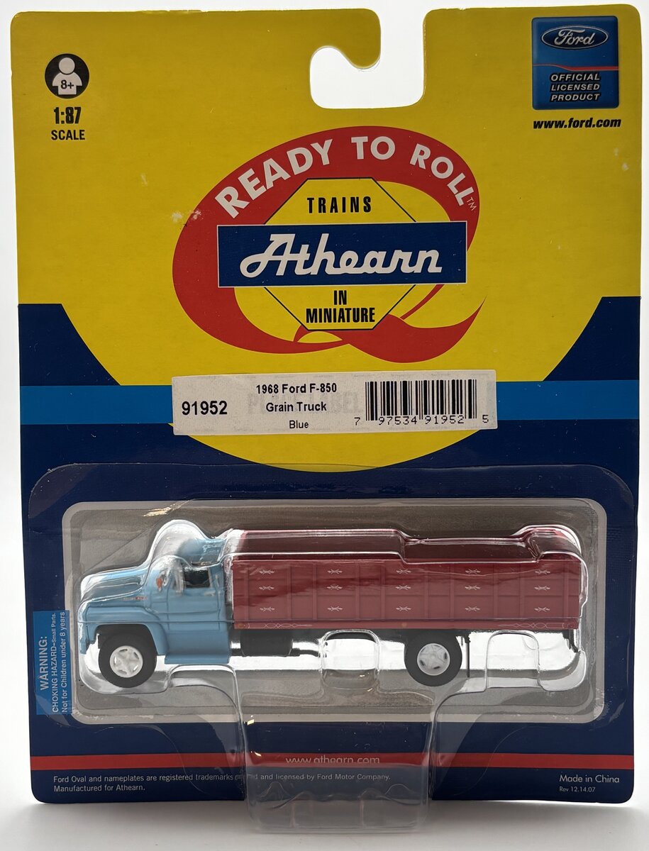 Athearn 91952 HO Blue Cab Ford F-850 Grain Truck - RTR