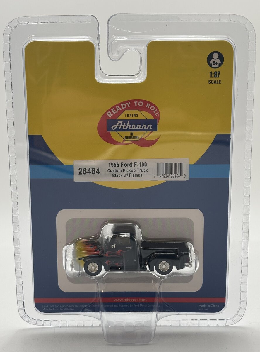 Athearn 26464 HO 1955 Ford F-100 Pickup Black/Flames