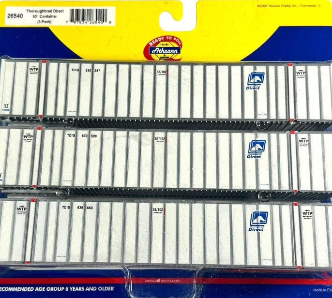 Athearn 26540 HO Thorobred Direct 53' Stoughton Intermodal Container(Set of 3)