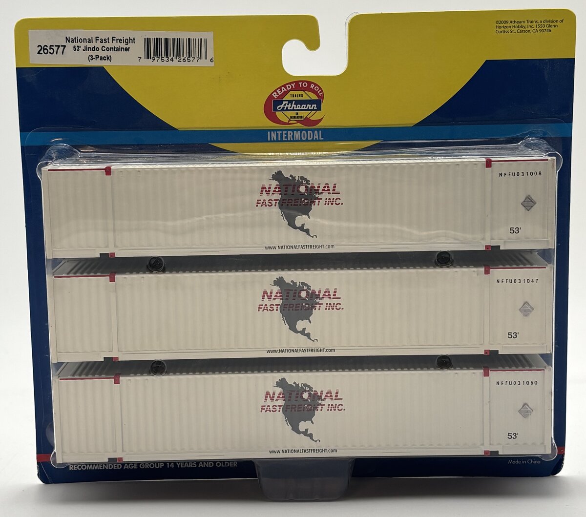 Athearn 26577 HO National Fast Freight 53' Jindo Container (Set of 3)