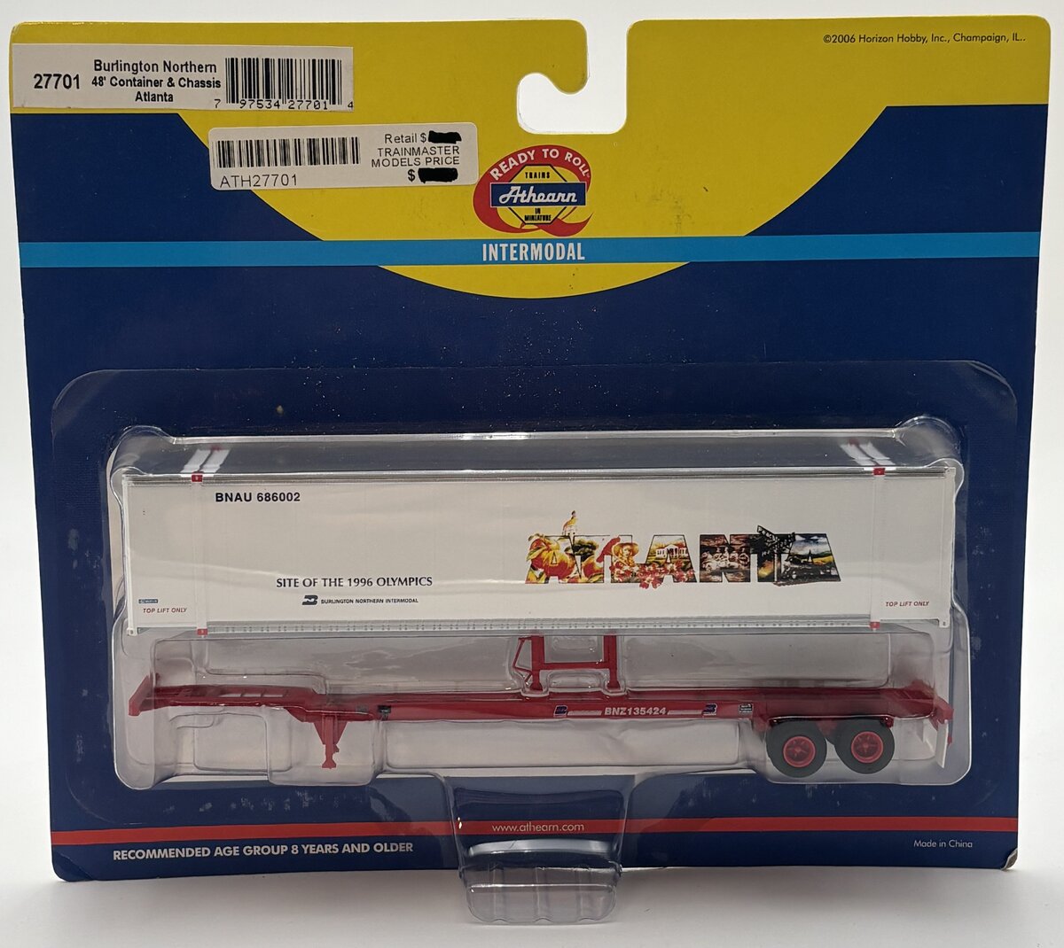 Athearn 27701 HO Burlington Northern/Atlanta 48' Chassis with Container