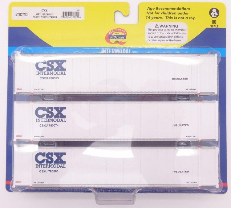 Athearn 27712 HO Ready To Roll CSX 48' Container (Set of 3)