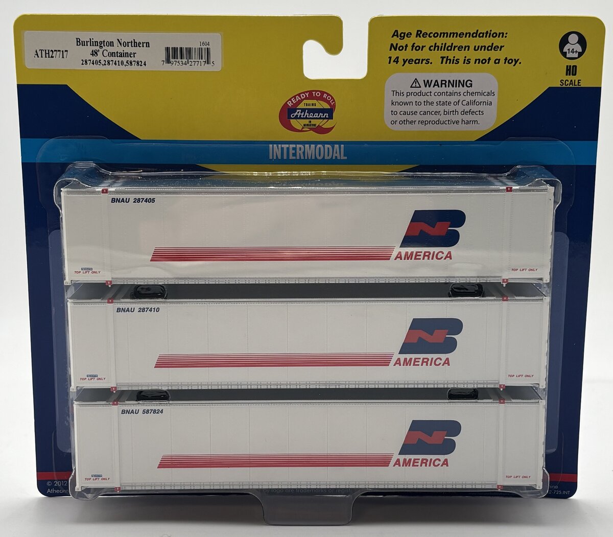 Athearn 27717 HO Burlington Northern/America 48' Container (3)