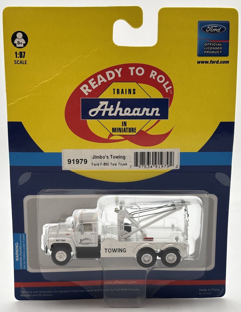 Athearn 91979 HO Jimbo's Auto Body Ford F-850 Tow Truck