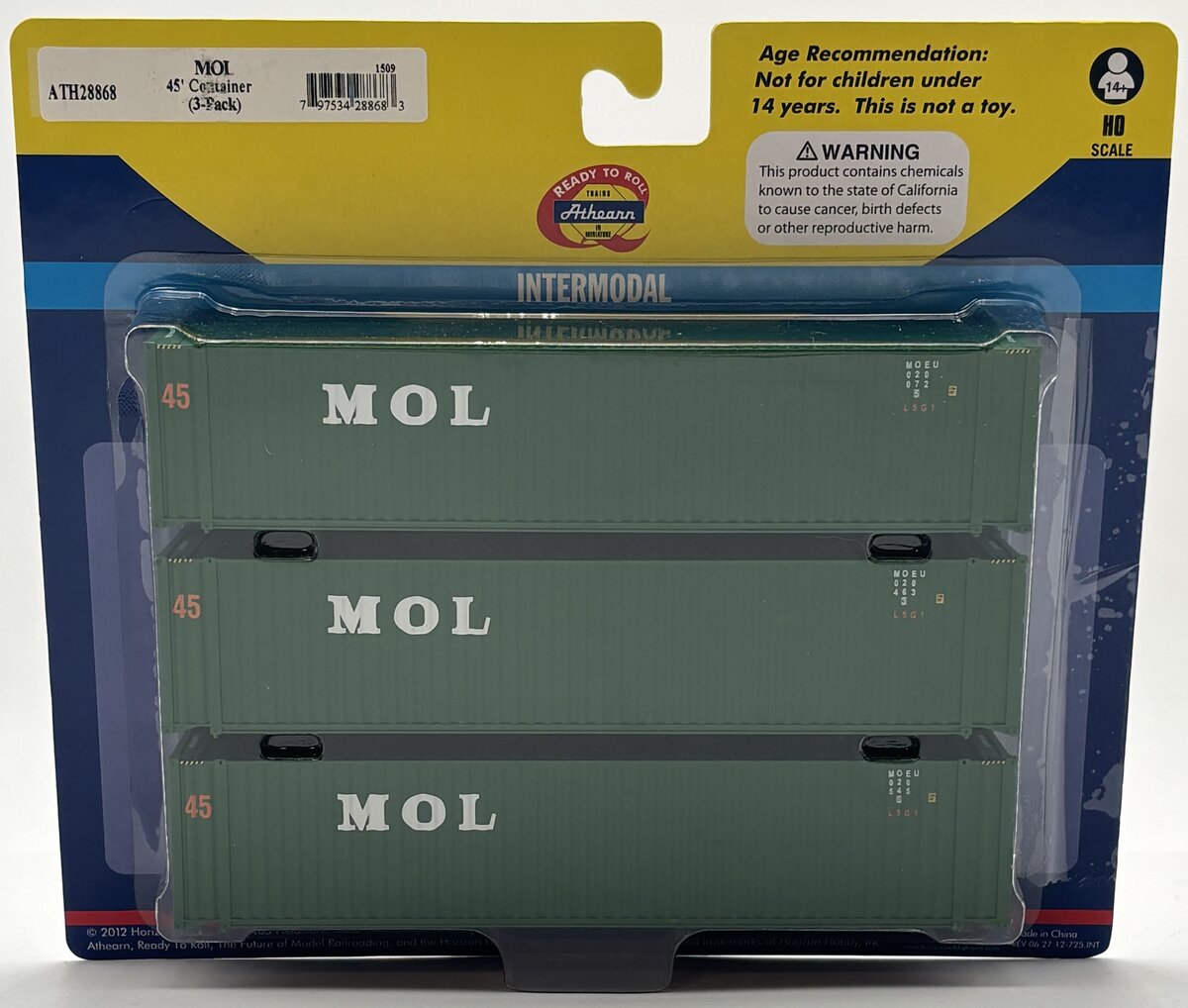 Athearn 28868 HO MOL 45' Container RTR (3)