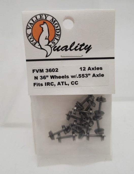 Fox Valley Models 3602 N Scale Wheels 36" W/0.553" Axle (Pack of 12)