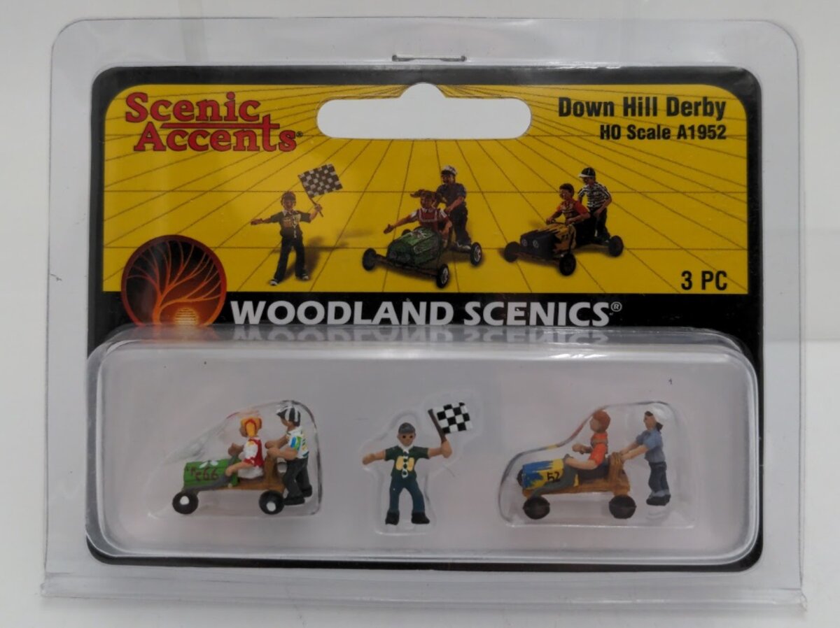 Woodland Scenics A1952 HO Down Hill Derby Cars & Figures (Set of 3)
