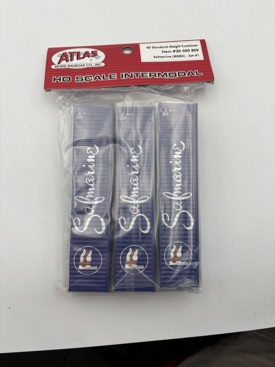 Atlas 20000809 HO Scale MSKU/Safmarine 40'' Height Container Set #1 (Pack of 3)
