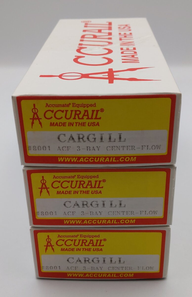 Accurail 8001 HO KIT ACF 3-Bay Covered Hopper, CRGX 3-Pack