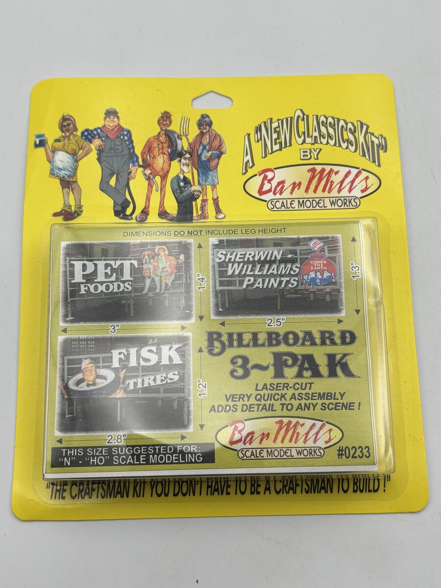 Bar Mills 0233 HO & N Pet Foods/Fisk Tires&Sherwin Paint Billboard Laser Cut Kit