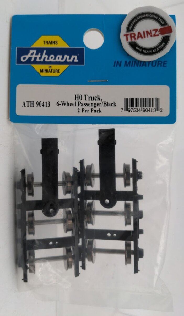 Athearn 90413 HO Scale Black 6 Wheel Passenger Truck (Pack of 2)