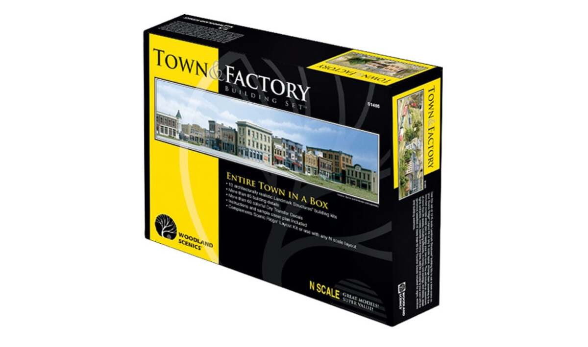 Woodland Scenics S1485 N Scale Town & Factory Complete Building Set Kit
