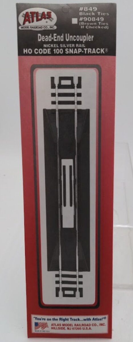Atlas 849 HO Scale 100 Code Nickel Silver Rail Dead-End Uncoupler Snap-Track