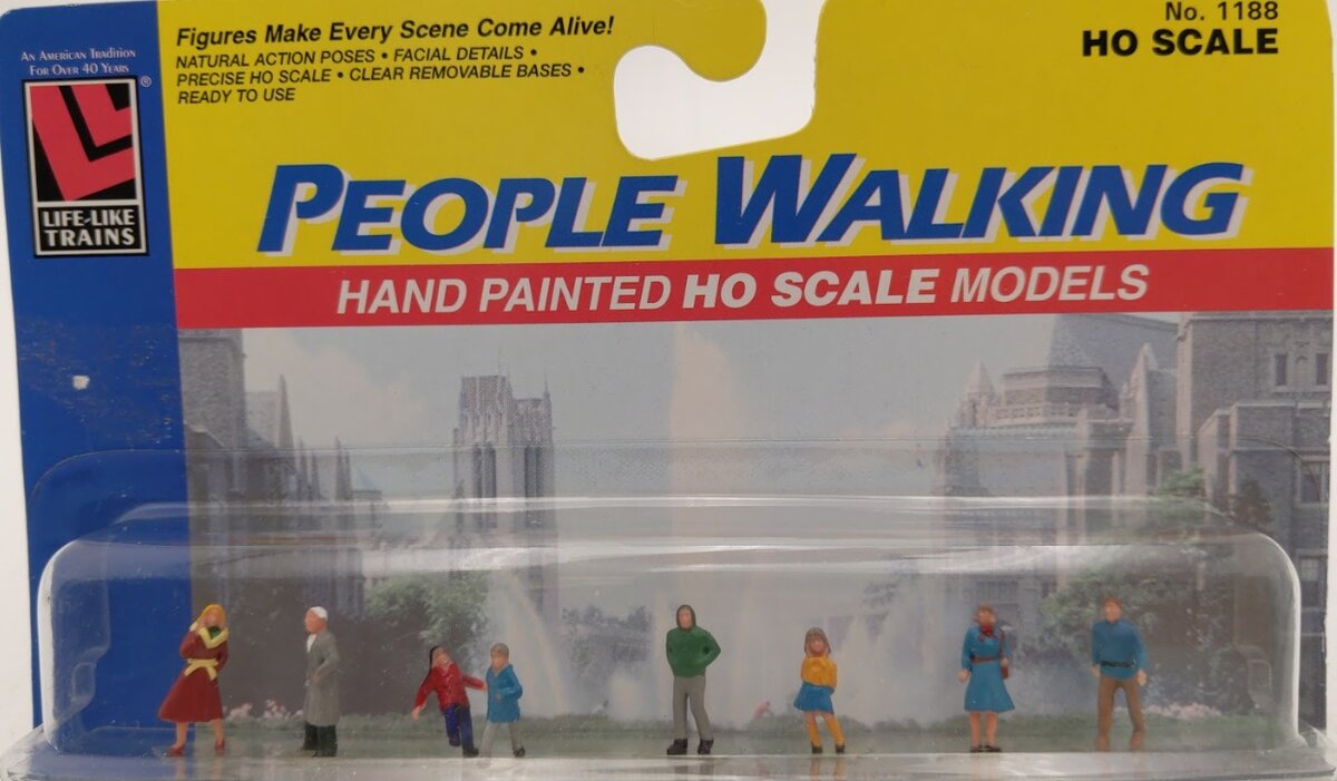 Life Like 1188 HO Scale Walking People - Hand Painted Figures (Set of 7)