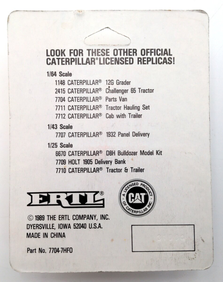 Ertl 7704 1:64 Scale Diecast Caterpillar Parts Van