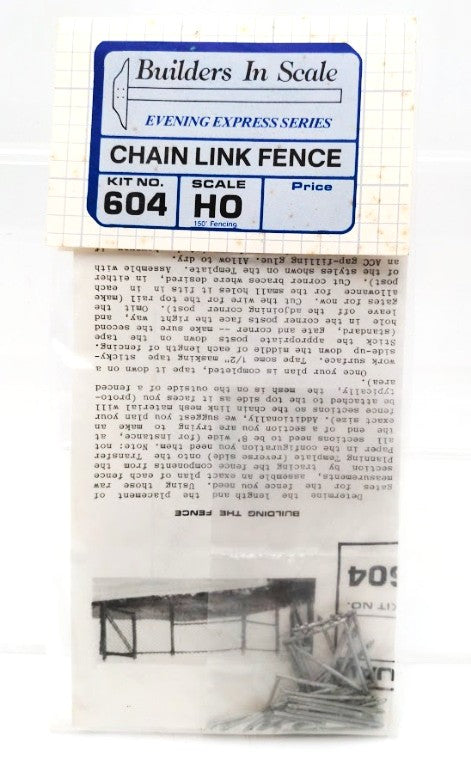Builders-in-Scale 604 HO Scale Chain Link Fence 150'''' 2-Large & 1-Small Gates