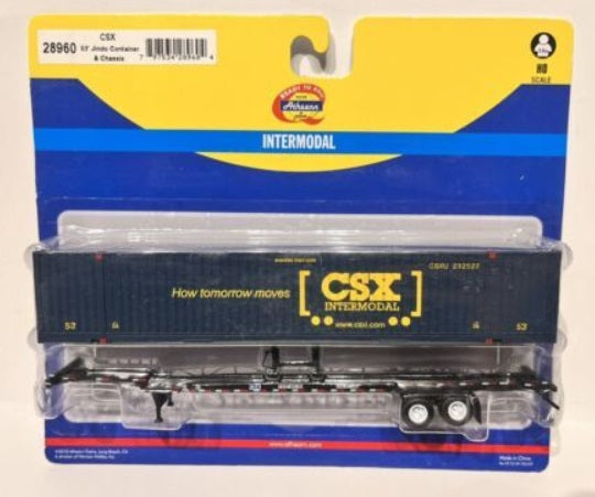 Athearn 28960 HO RTR CSX 53'' Jindo Intermodal Container W/Chassis