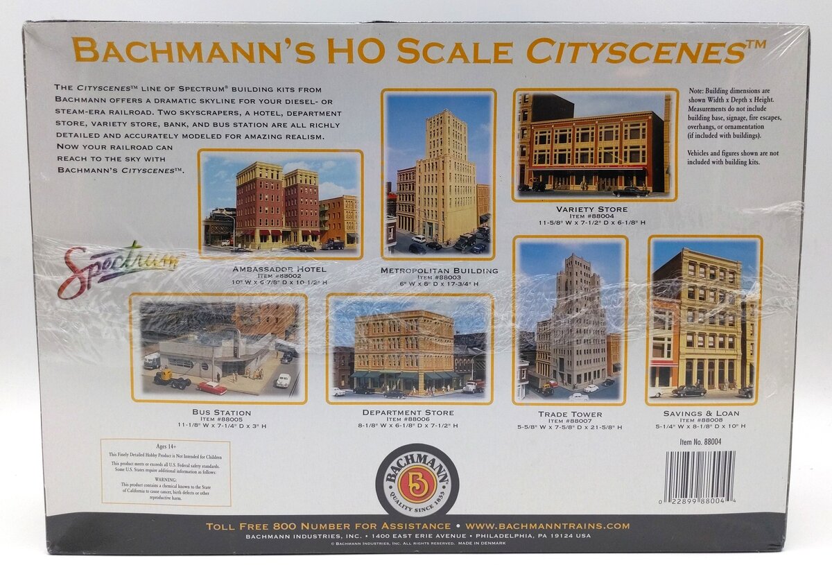 Bachmann 88004 Spectrum HO Scale Variety Store Cityscenes Building Kit