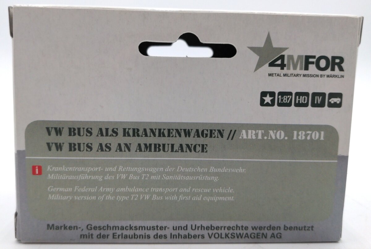 Marklin 18701 1:87 Scale Diecast VW Bus Ambulance