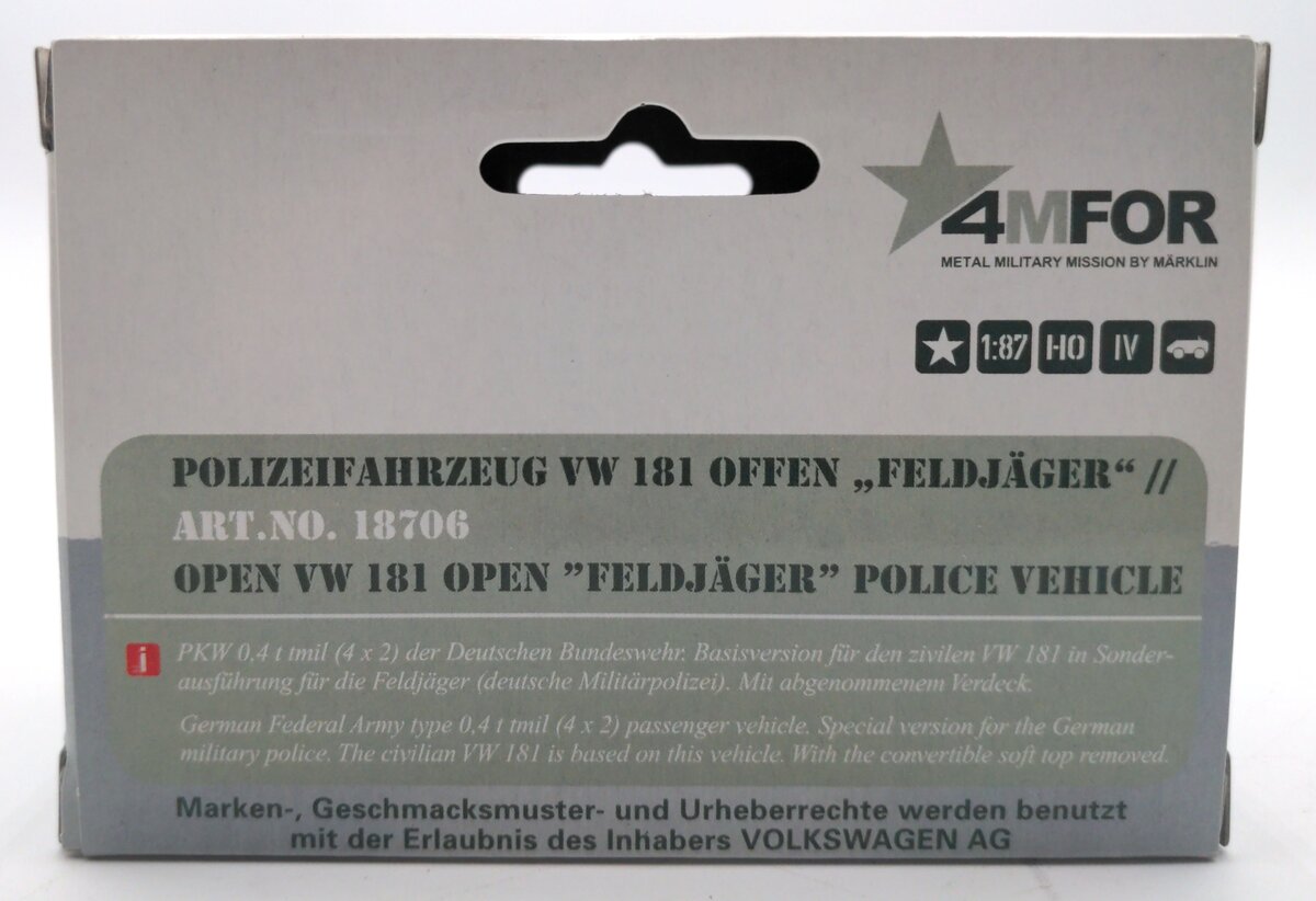 Marklin 18706 Open VW 181 Feldjagere