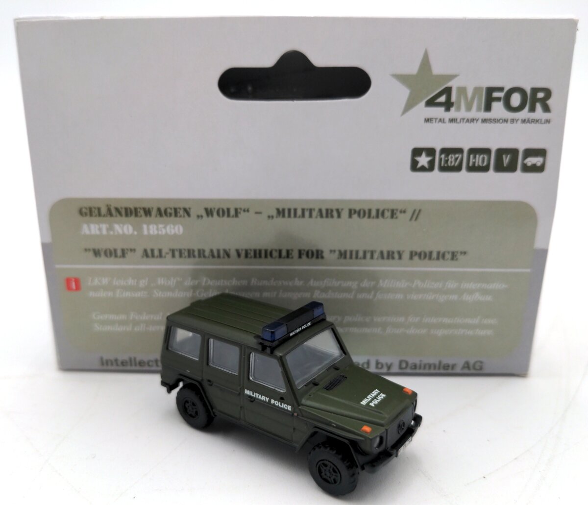 Marklin 18560 1:87 Scale Diecast ATV for Military Police Wolf