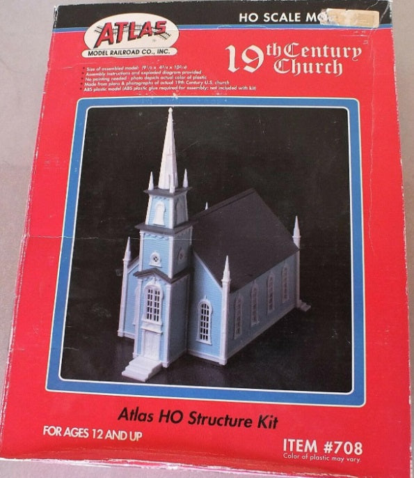 Atlas 708 HO 19th Century Church Plastic Building Kit