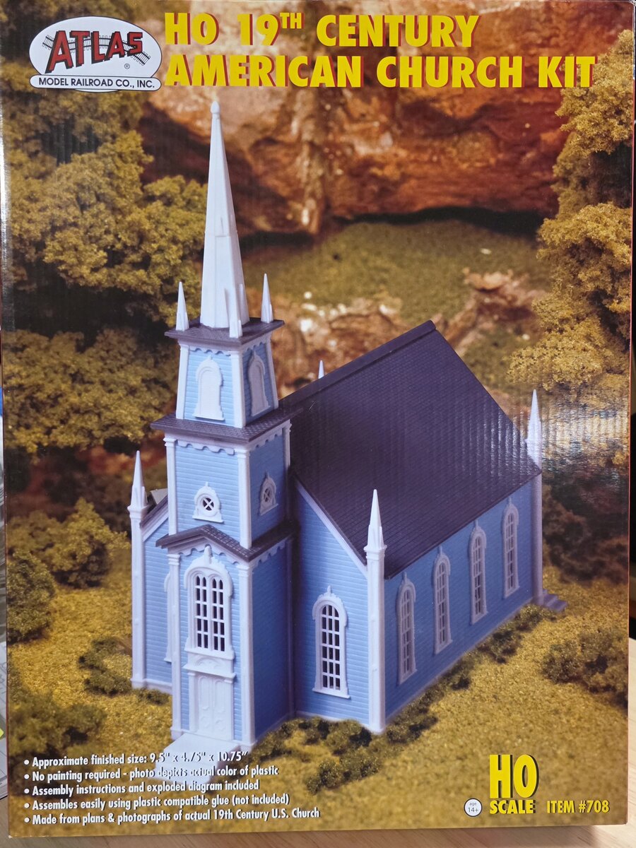 Atlas 708 HO 19th Century Church Plastic Building Kit