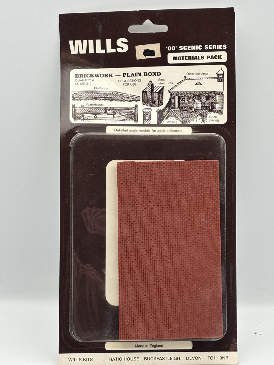 Wills Kits SSMP212 OO/HO Plain Bond Brickwork Sheet (Pack of 4)
