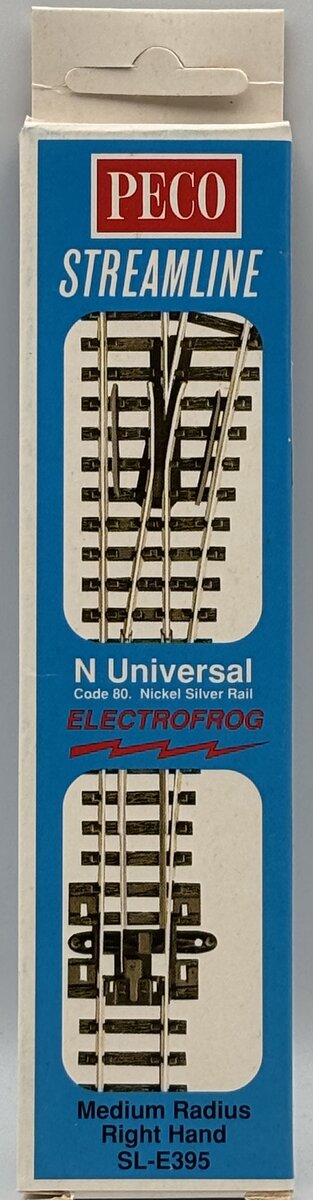 Peco SL-E395 N Scale Code 80 12º 18" Radius Right Hand Switch Turnout