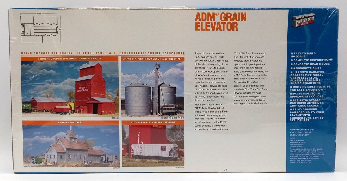 Walthers 933-3022 HO Scale ADM Concrete Grain Elevator Industrial Structure Kit