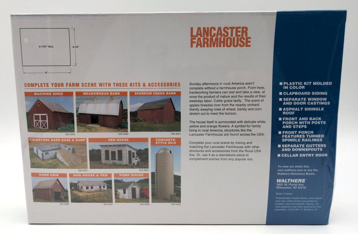 Walthers 933-3333 HO Lancaster Farmhouse Kit