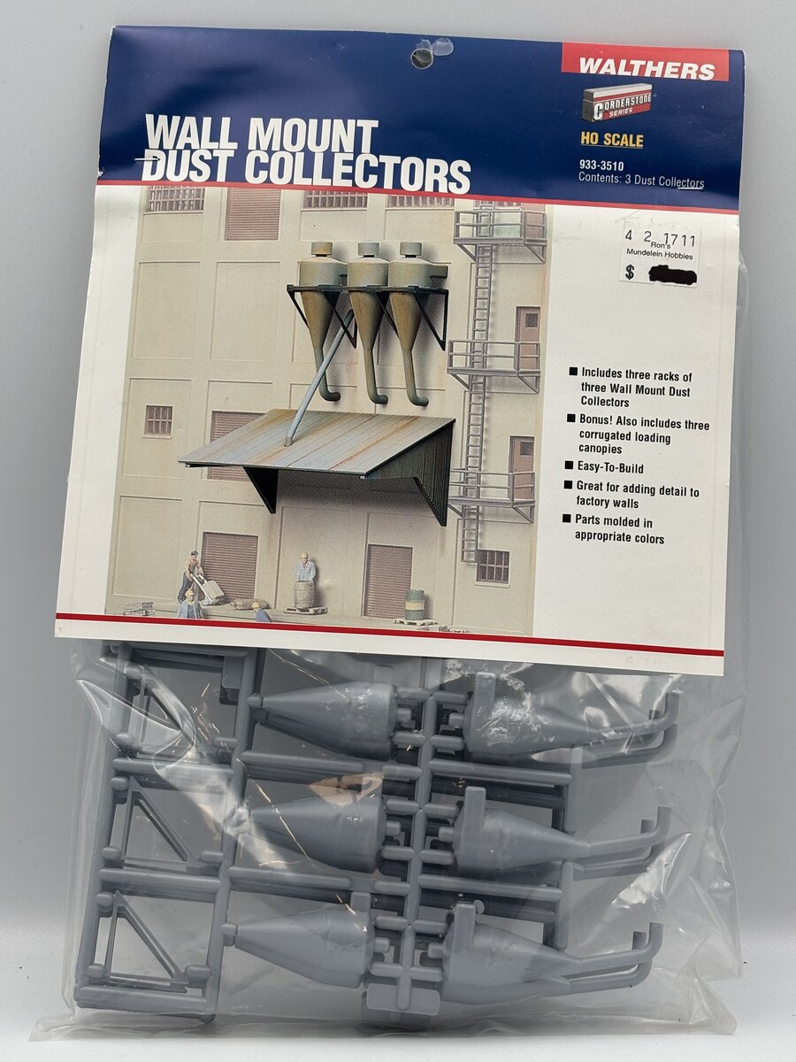 Walthers 933-3510 HO Wall Side Dust Collector Plastic Kit (Pack of 3)