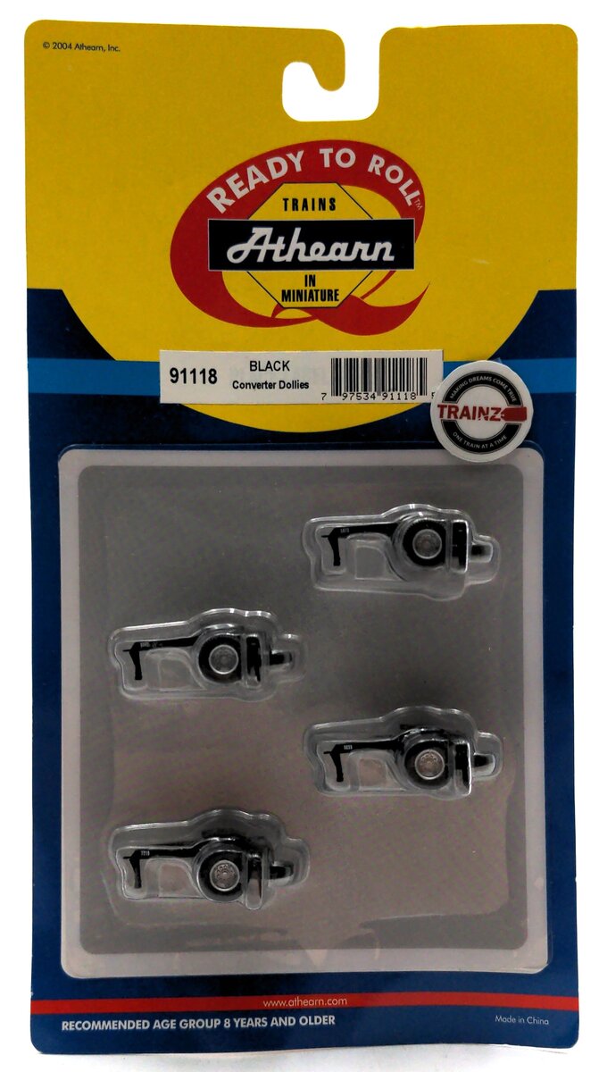 Athearn 91118 HO Black Trailer Dolly - RTR (Set of 4)