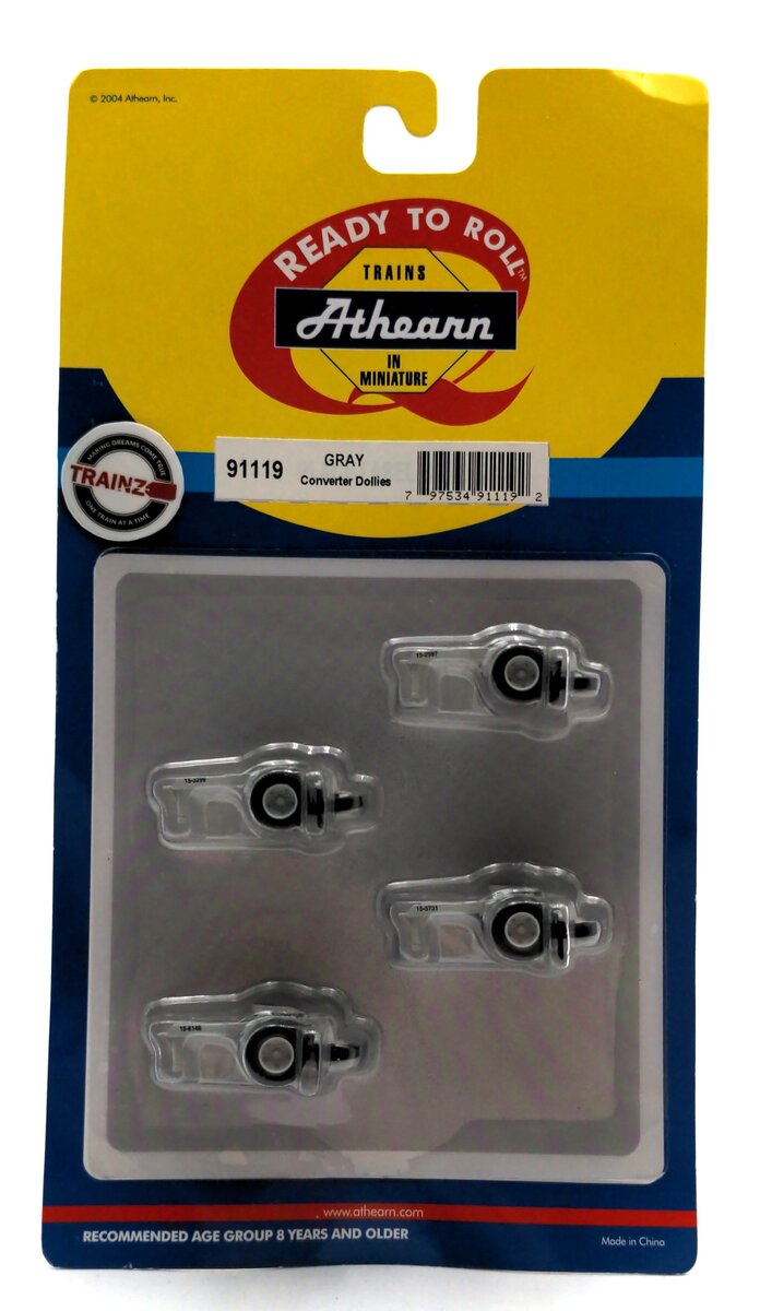 Athearn 91119 HO Gray Trailer Dolly - RTR (Set of 4)