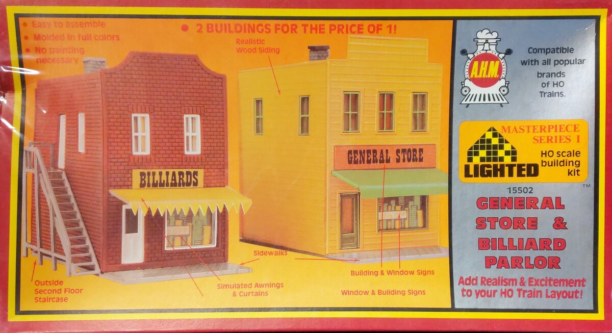 AHM 15502 HO Materpiece Series 1 General Store & Billiard Parlor Building Kit