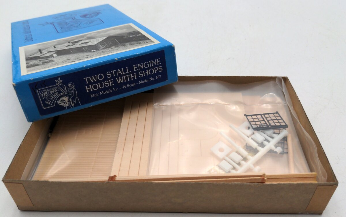 Muir Models 567 N Scale Two Stall Engine House with Shops